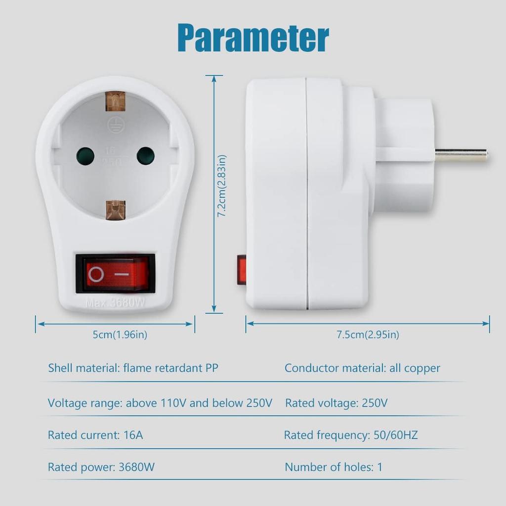 5 x Переходная розетка европейского типа Немецкий стандарт Конвертер розеток питания с индикатором переключения 250 В 16 А Универсальная розетка-адаптер питания для путешествий