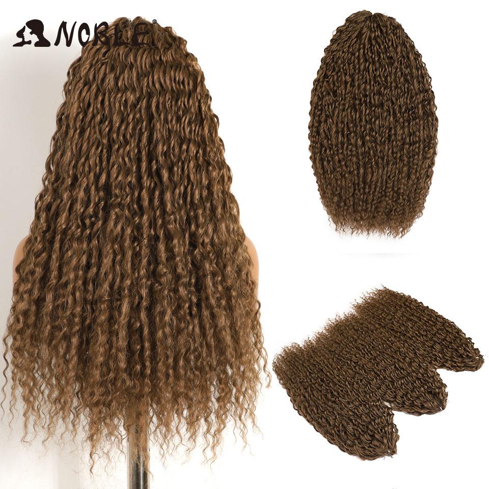 Noble 24 Inch Jet Black Water Wave Crochet Hair Synthetic Braiding Hair, Pre-Stretched Curly Crochet Braids Extensions for Women