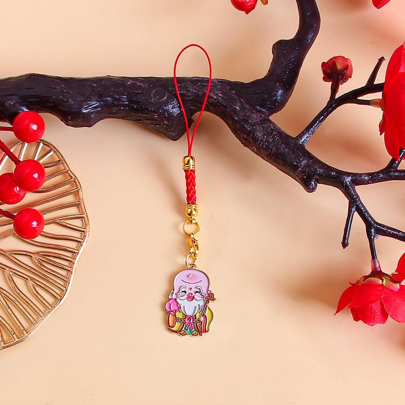 Милый брелок Five Gods Of Wealth, китайский Новый год, счастливый брелок, подвески, украшения для сумок, цепочки для телефонов, аксессуары, подарки