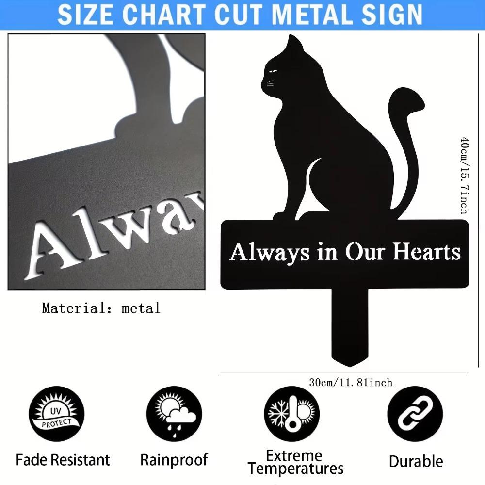Cat Metal Grave Marker - Heartfelt Memorial Stake for Cemetery Decor, Sympathy, Funeral, Easter, Pet Tribute, and Yard Display