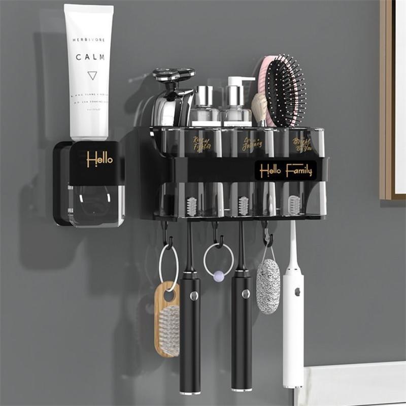 Аксессуары для ванной комнаты, органайзер, держатель для зубных щеток, автоматический дозатор для зубной пасты, держатель для зубных щеток, настенное крепление, набор инструментов