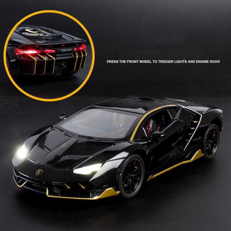 1/24 Lamborghini LP770-4 модель автомобиля из сплава, спортивная машина, звук, супер гоночный подъемный механизм, горячее колесо для детских подарков