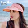 Women Summer Hat with 3 Gear Adjustment Headband Fan Empty Top USB Charging Anti-UV Wide Brim Windproof Rope Sun Protection Travel Sun Cap Gardening