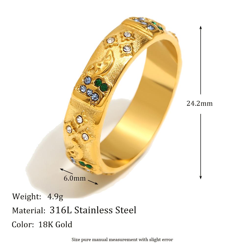 MamacitaSlay Популярные Таро 6 мм Позолоченное 18K Золотом Украшение на Палец Женские кольца Водонепроницаемая титановая нержавеющая сталь ювелирные изделия женщина