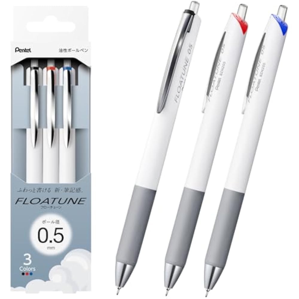 Pentel BZN205-3 Масляная шариковая ручка Набор Flow Tune, Черный, Красный, Синий, 0,5 мм