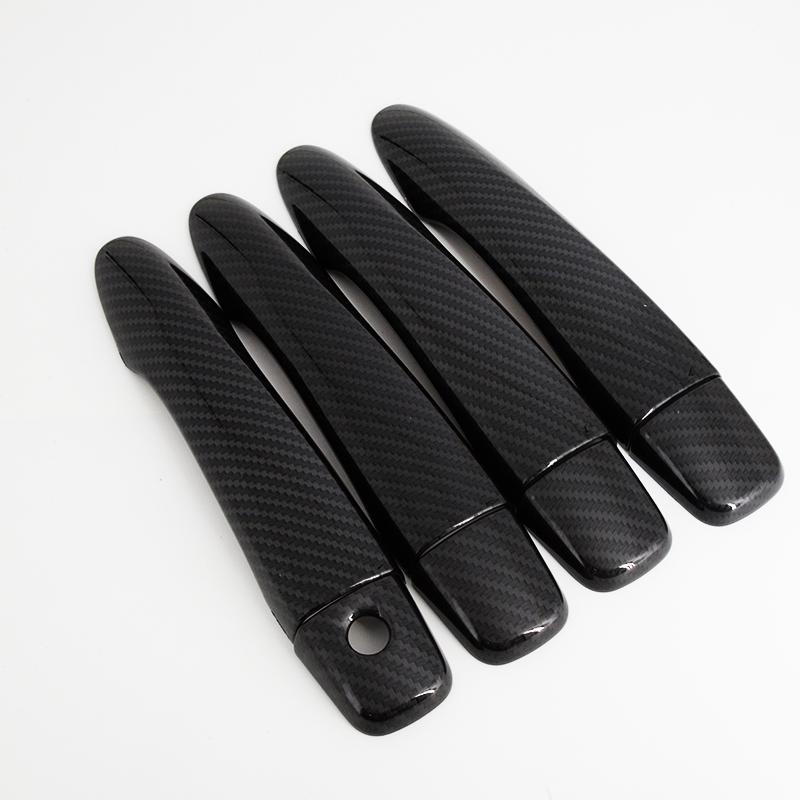 Для Nissan Navara NP300 RX D23 2015-аксессуар глянцевый черный с узором из углеродного волокна, накладки на ручки боковой двери автомобиля, накладка 2016