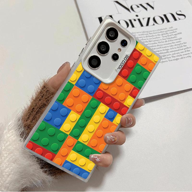 Fashion Building Blocks Pattern Soft Phone Case for Samsung Galaxy S24 S25 FE S26 Edge S23 Ultra S22 Plus S21 + Shockproof Cover