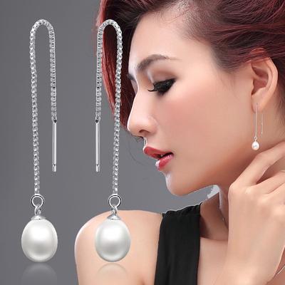 Серьги из серебра 925 пробы с жемчугом Женские серьги с украшением из жемчуга для ушей Серебряные украшения