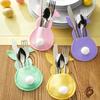 4Pcs Easter Bunny Felt Cutlery Holder Bag Happy Easter Decorations For Home Tableware Accessories Rabbit Cutlery Cover Bag