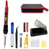 Digital Soldering Iron 80W with ON/OFF Switch Adjustable Temperature LCD Welding Tools Ceramic Heater Soldering Tips