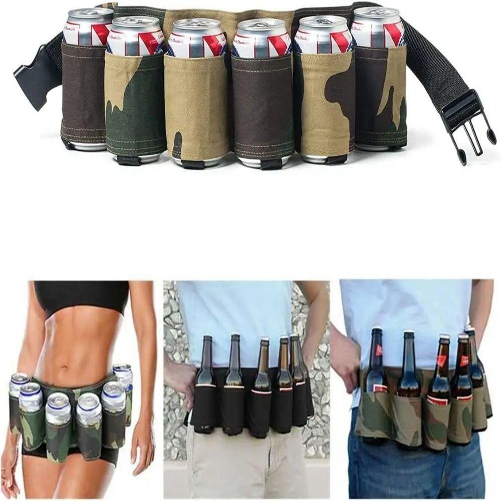 Camouflage Beverage Storage Fannypack 6 Pockets Beer Belt Holder Waist Pack Picnics