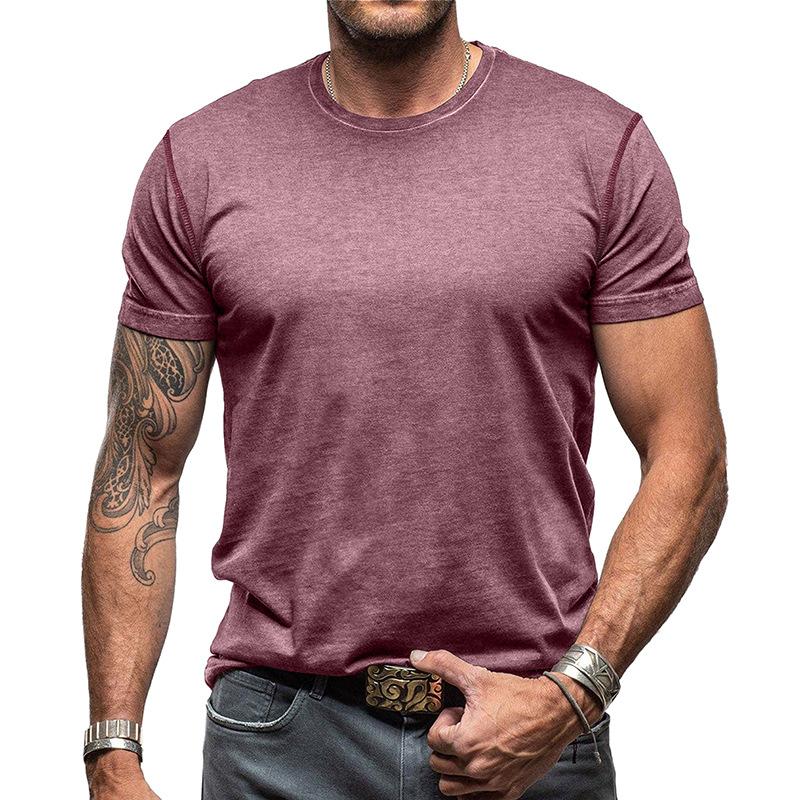 Fashion Men's Collision Round Neck Short-sleeved T-shirt Loose Versatile Tops Trend Casual Body Shirt
