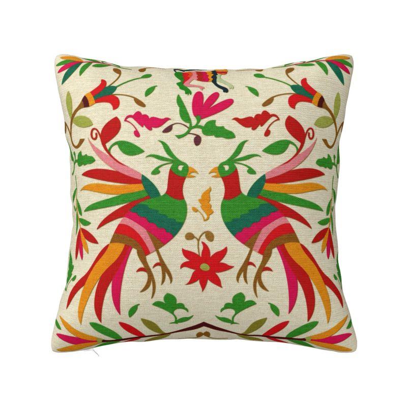Mexican Otomi Floral Composition Art Modern Throw Pillow Cover Living Room Decoration Folk Flowers Pattern Chair Cushion