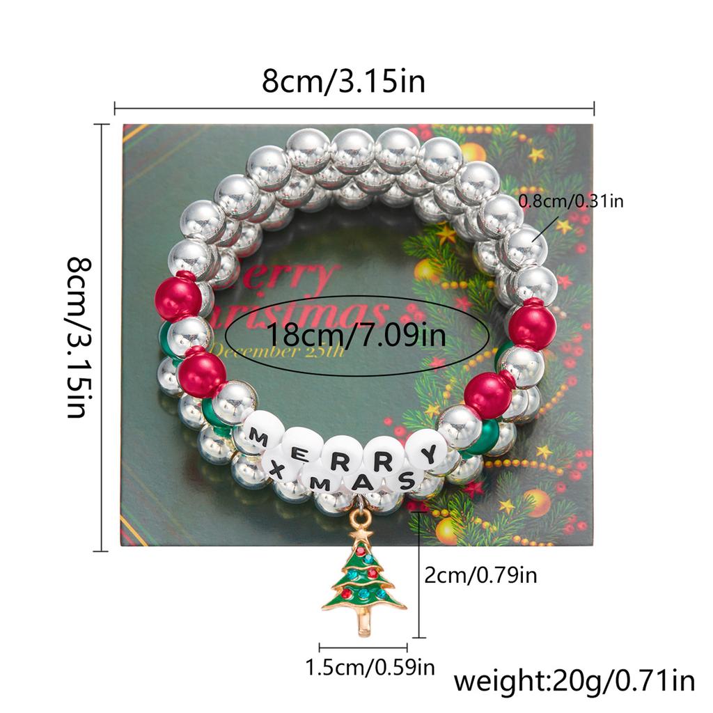 3Pcs/Set Merry Christmas Tree Snowman Santa Claus Bracelets For Women Men Acrylic Beads Christmas Deer Bracelet New Year Jewelry
