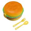 Cute Hamburger Lunch Box Double Tier Burger Bento Lunchbox Children School Food Container Tableware Set with Fork Kitchen Tool