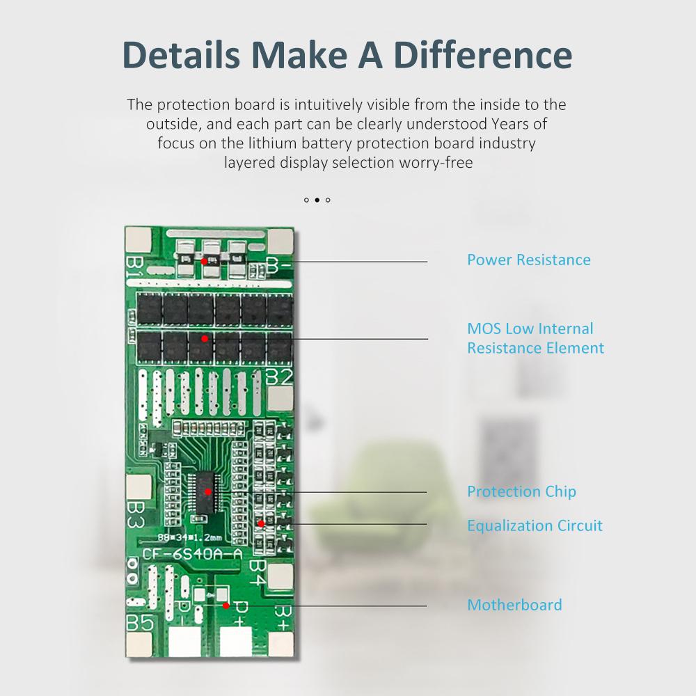 6S 24V 20A/40A Lithium Battery Charging Protection Board Equalizing Module Power Battery Management System BMS