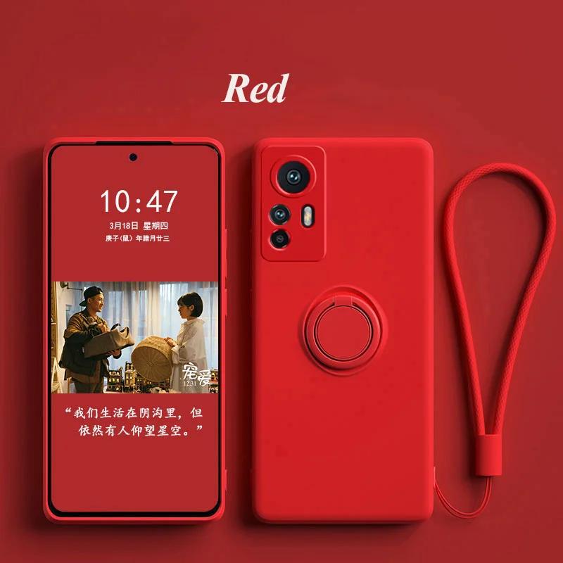 Жидкий силиконовый чехол для Xiaomi 14T Pro с вращающимся на 360° держателем-кольцом, чехол для Xiaomi 15 14 13 12 13T 12T Pro Fundas со шнурком