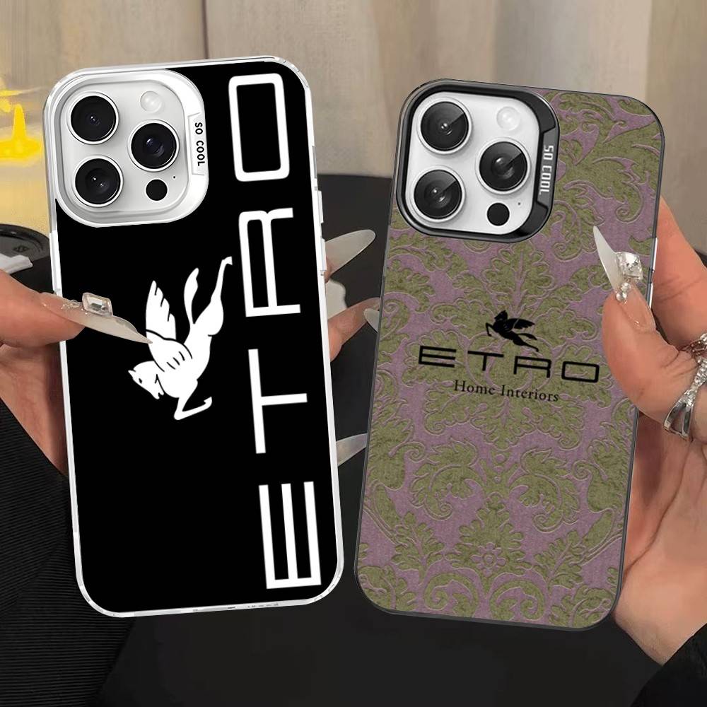 Роскошный чехол E-ETRO с логотипом, разноцветный, для iPhone 17 16 15 14 13 12 11 Pro Max Plus, матовый