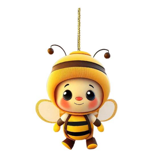 Acrylic Bee Hanging Decoration Single Side Printed Little Bee Ornament Car Rearview Mirror Keychain Pendant