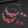 GemChic Women's New Vintage Alloy Branch Leaf Flower Crystal Drops Collarbone Necklace Earrings Two Piece Set Birthday Christmas Jewelry Gift