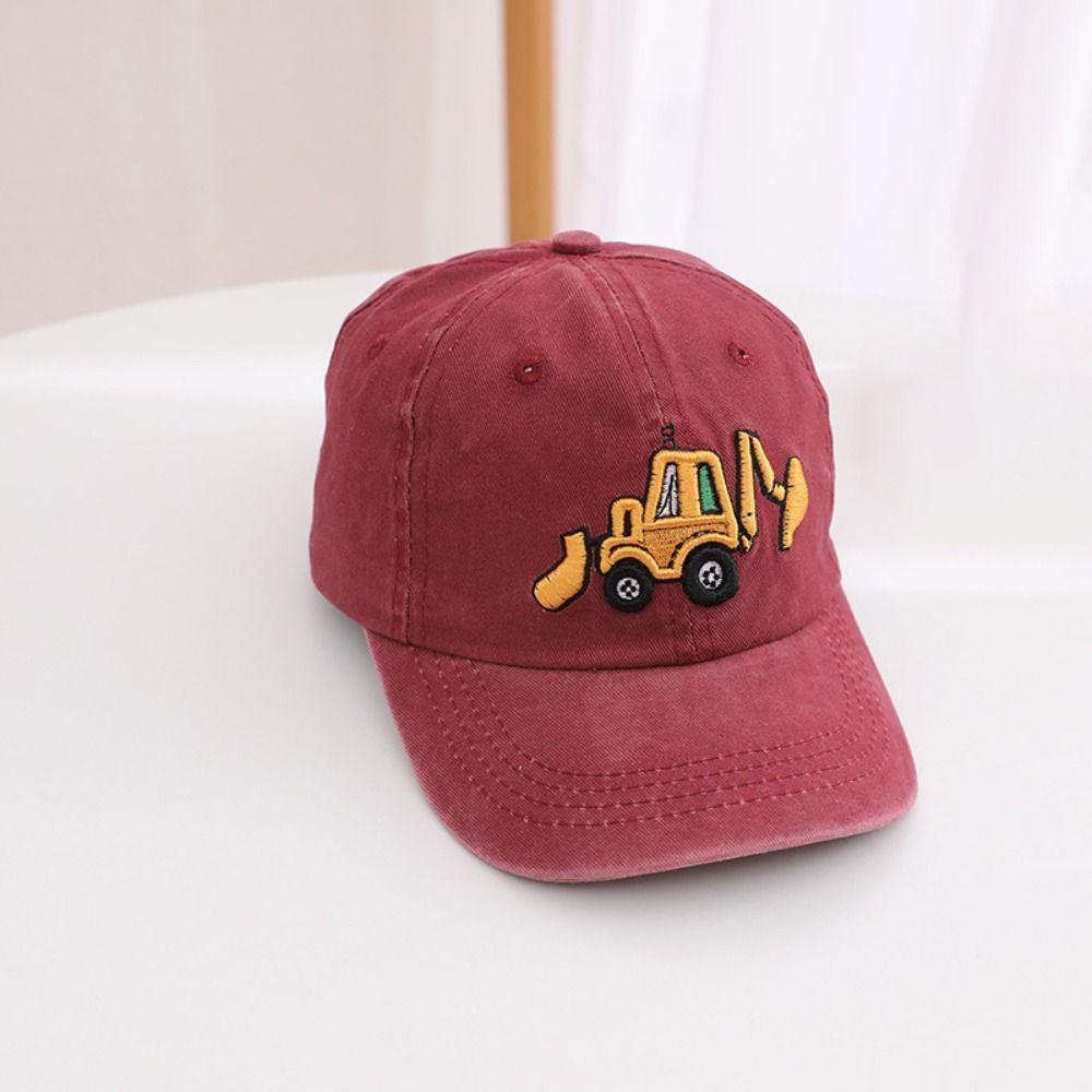 Бейсболка детская с вышивкой «Экскаватор», регулируемая детская бейсболка, спортивная кепка с козырьком для детей