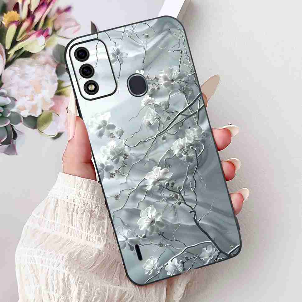 For Itel A48 6.1" Case Fashion Painting Soft Silicone TPU Black Cover For ITEL A48 itel a48 Popular Design Flowers Phone Cases