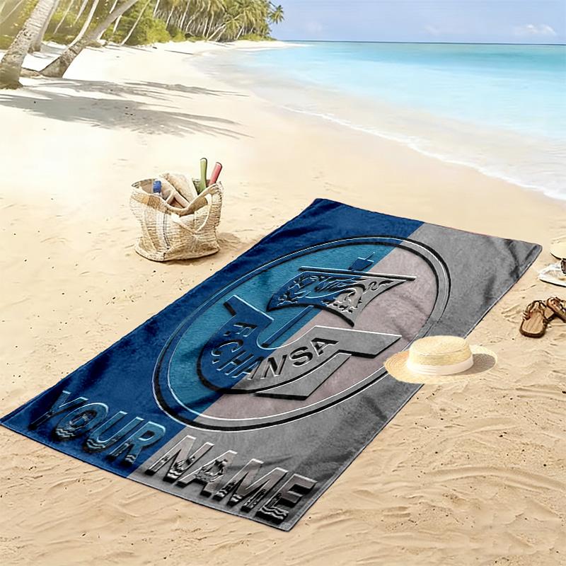 Custom Name FC Hansa Rostock Print Beach Towel, Large Soft Quick Dry Towel for Beach Camping Swimming -HE49