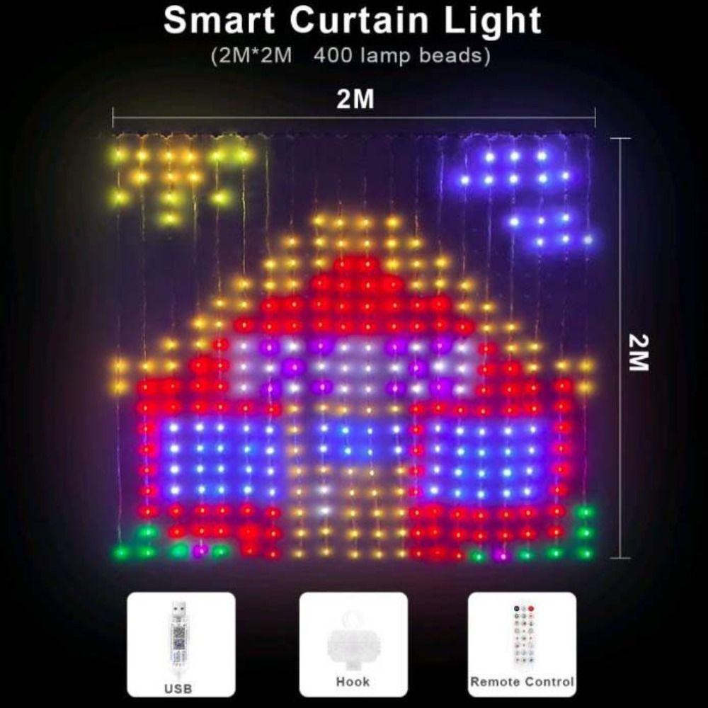 Music Sync LED Curtain Lights APP Controlled Smart Lights RGB Pixel Lights Window Decor