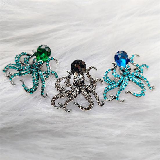Sparkly Octopus Brooch Rhinestone Octopus Brooch Pin Sea Creature Lapel Pin Accessory for Men Women Ocean Lovers Sweaters Coats Scarves