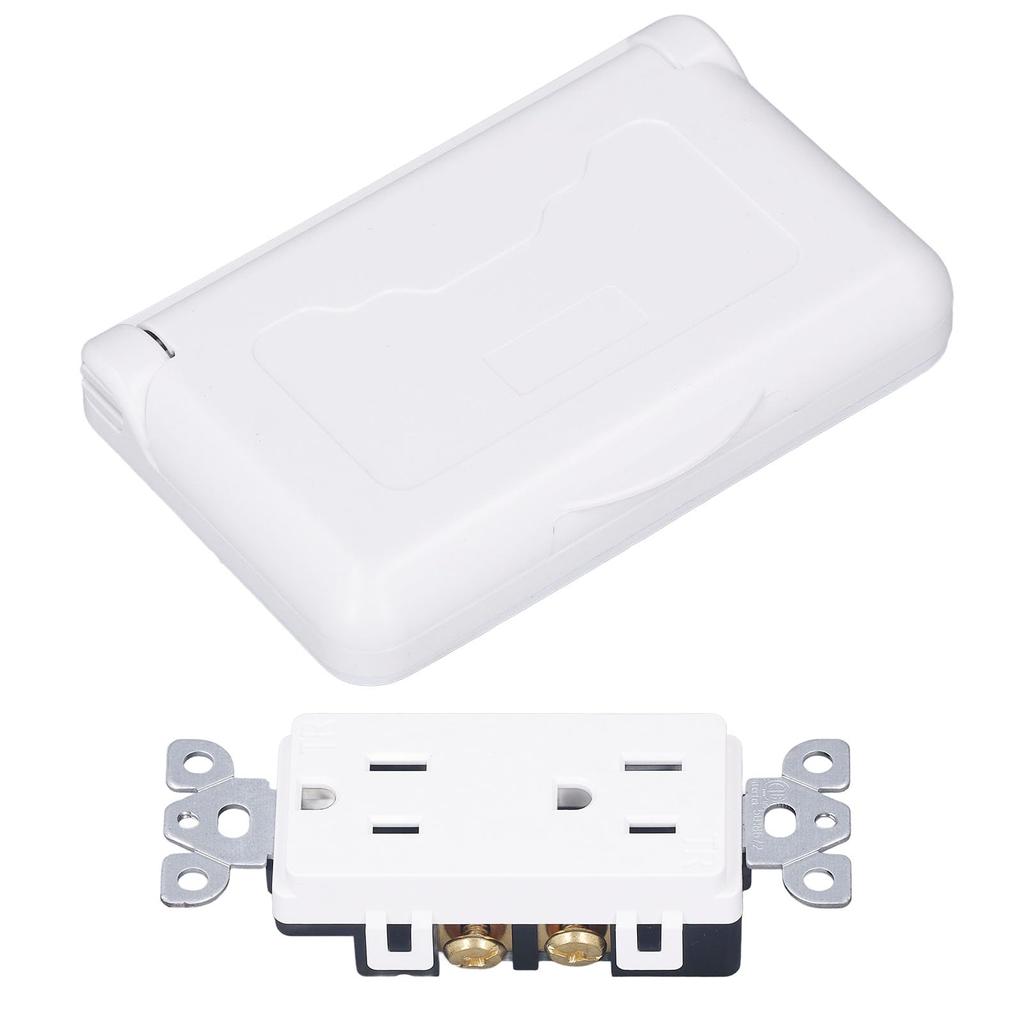 Power Outlet Wall Windproof Socket Outdoor Socket Dual Socket Windproof Weatherproof Outlet 15A 125VAC Flame Retardant Outdoor Receptacle RV Camper