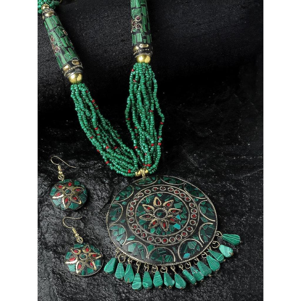 Shining Diva Fashion Последний стильный традиционный тибетский кулон Ожерелье Ювелирный набор для женщин