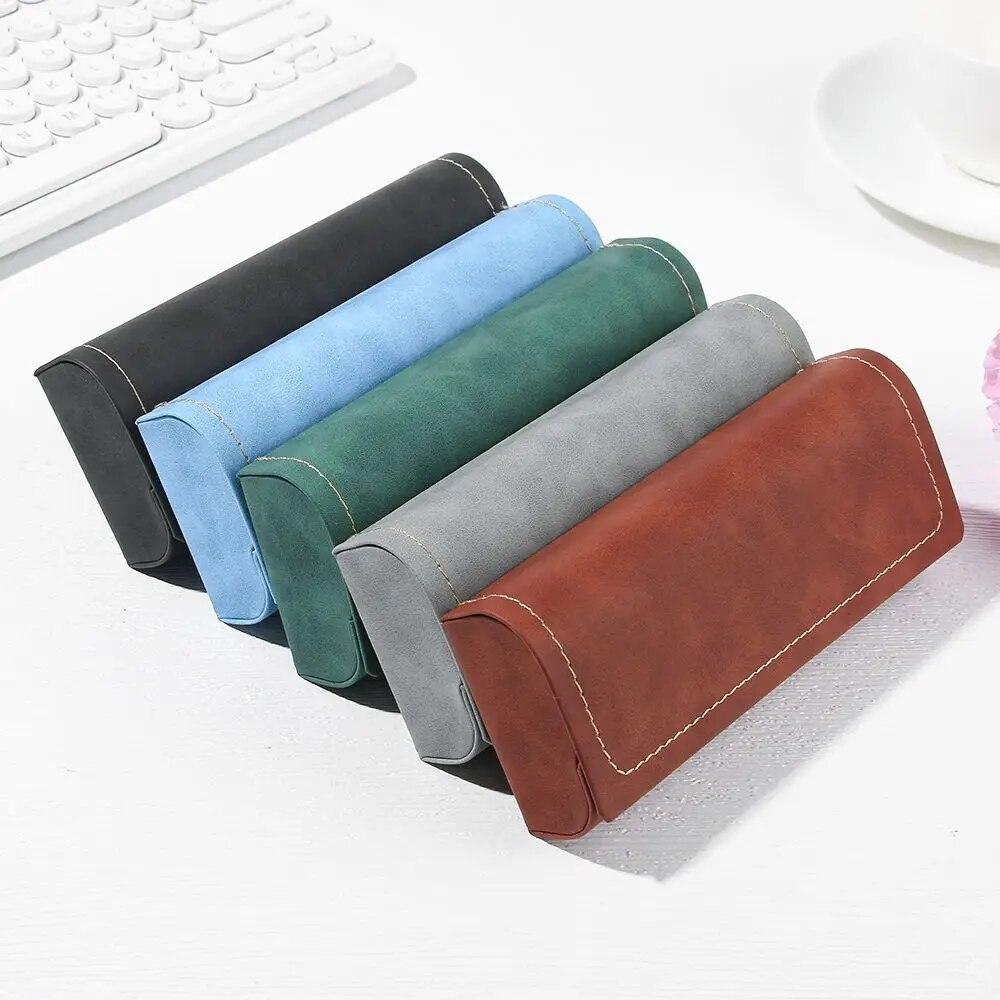 Hot Waterproof Hard Frame Eyeglass Case Leather Glasses Case For Men Women Reading Glasses Box Multicolor Spectacle Cases