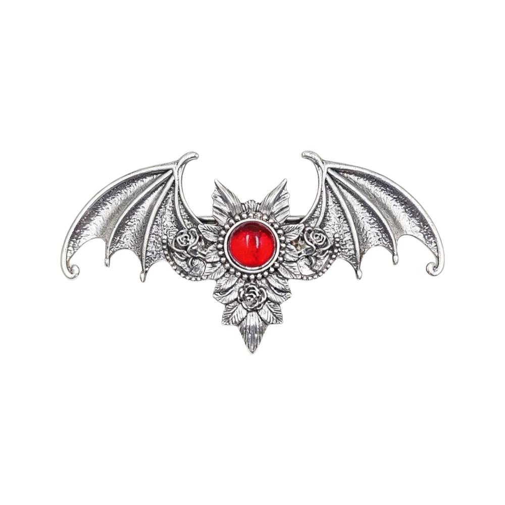 with Strong Grip Vintage Silvery Bat Hair Clip Viking Halloween Cosplay Hair Clip for Halloween