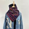 Spot European and American Akz Bohemian Double Button Scarf Wool Jacquard American Denim Style Scarf