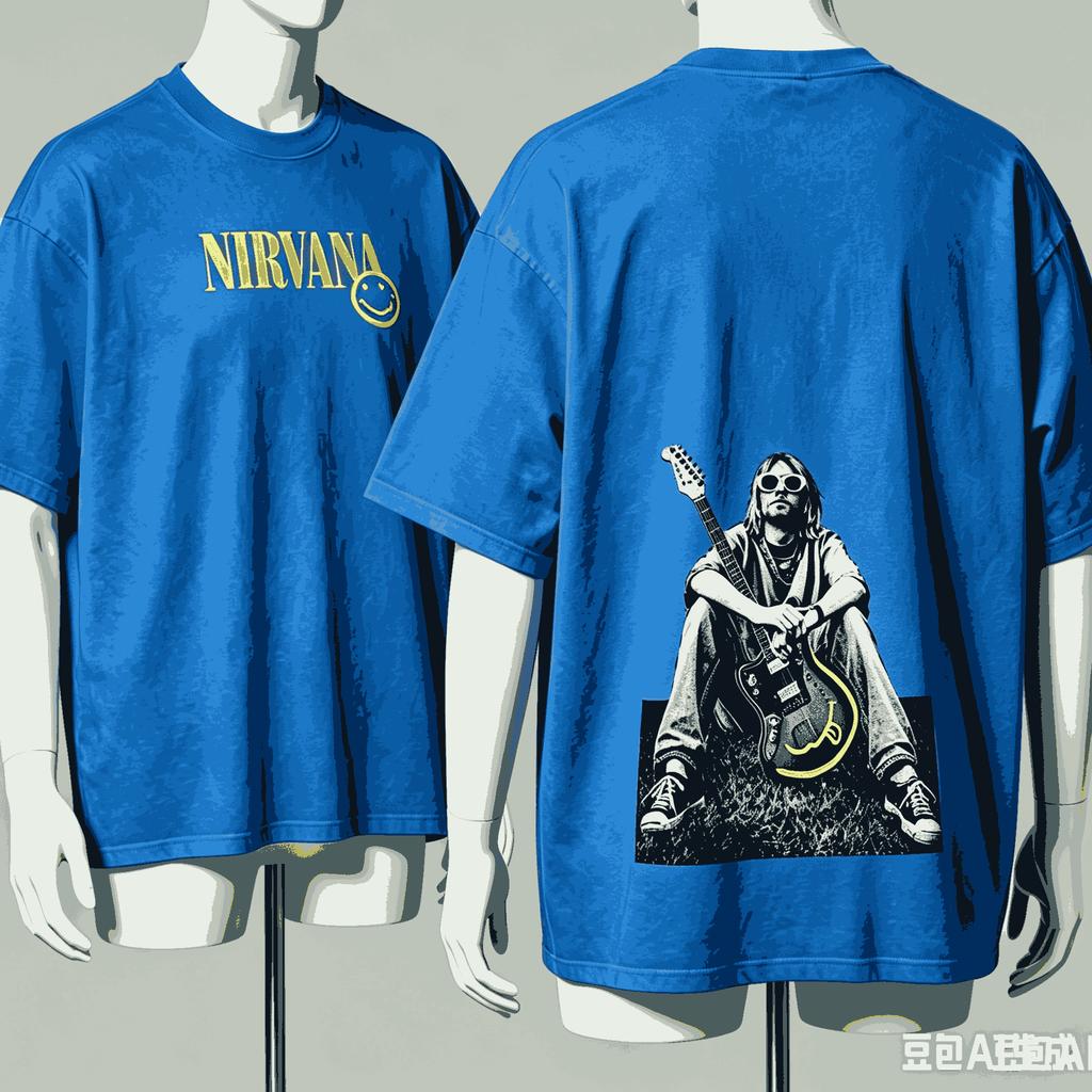 Nirvana Футболка в подарок фанату Унисекс Унисекс Харадзюку Оверсайз Унисекс С коротким рукавом Уличная одежда Высокое качество Для пар Удобная Мягкая