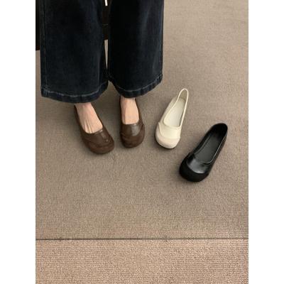Ретро-туфли с круглым носком и неглубоким горлом, женские, весна и осень, новая корейская версия, французский вечерний бриз, плоская подошва, одна педаль, повседневные, Doudou sho