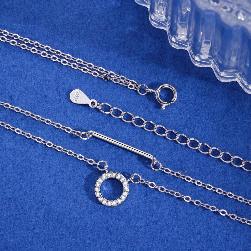 Геометрическое двухслойное ожерелье с кольцом-палочкой для женщин, простое модное ожерелье высокого класса для женщин