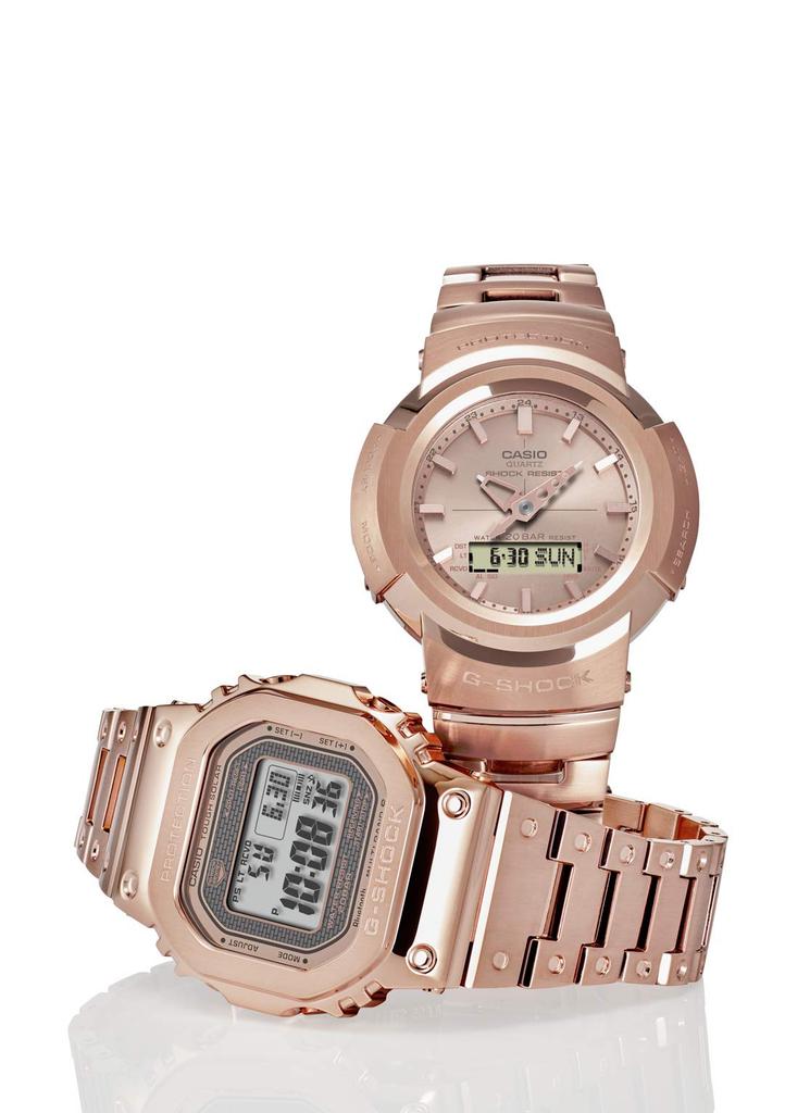 Casio Золотые Полностью Металлические Солнечные Радиоуправляемые Часы G-Shock AWM-500GD-4AJF Мужские Часы,