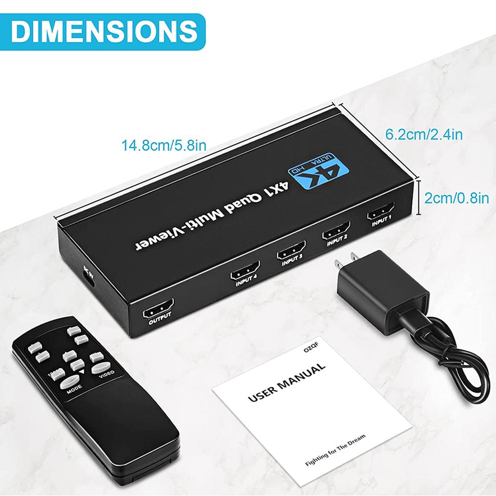 Мультивьюверный коммутатор 4x1 HDMI-совместимый четырехканальный бесшовный коммутатор 4 в 1 выход поддержка 4K 30 Гц для PS4 камера компьютер на телевизор монитор