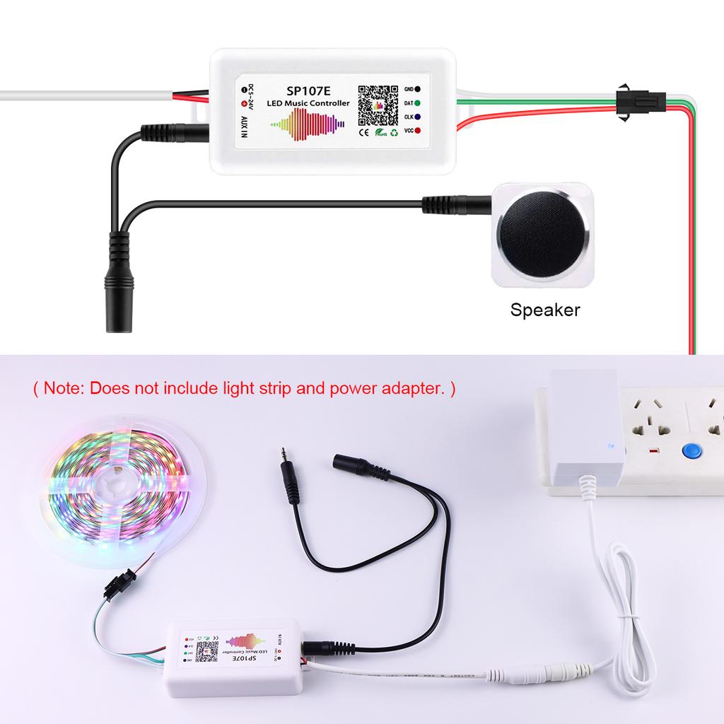 WS2812B WS2811 Пиксели Светодиодная лента Контроллер SP107E DC5-24V Адресный RGBIC Bluetooth / Музыкальный контроллер