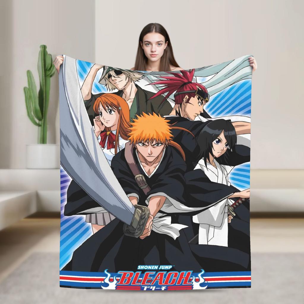 Супермягкий плед для пикника BLEACH Аниме Ичиго Плед Фланелевое покрывало для дивана кресла Графическое покрывало для дивана-кровати