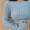 Autumn Women Knitted Pullover Sweater Mink Cashmere Pure Desire Short Tight-fitting Long-sleeved Tops
