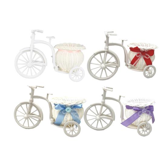 Подставка для цветов Плетеная корзина из ротанга Дизайн трехколесного велосипеда Корзина для цветов Декоративное плетеное хранилище