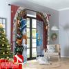 2pcs 2D Flat Printing Christmas Window Curtains Cute Snowman Christmas Gifts 100% Polyester Fabric Without Electricity Festive