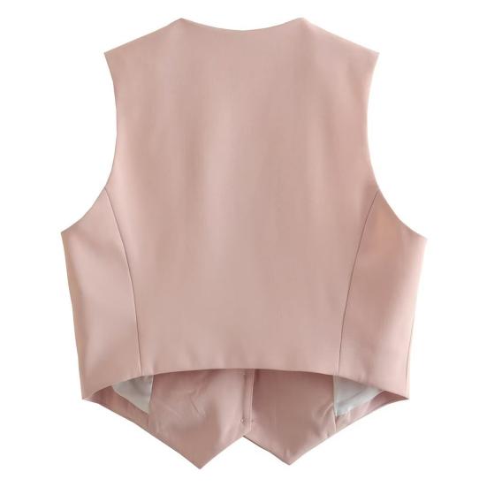 Женский формальный жилет с глубоким v-образным вырезом, однобортный кардиган без рукавов, однотонный свободный OL, офисная одежда, жилет, женское пальто