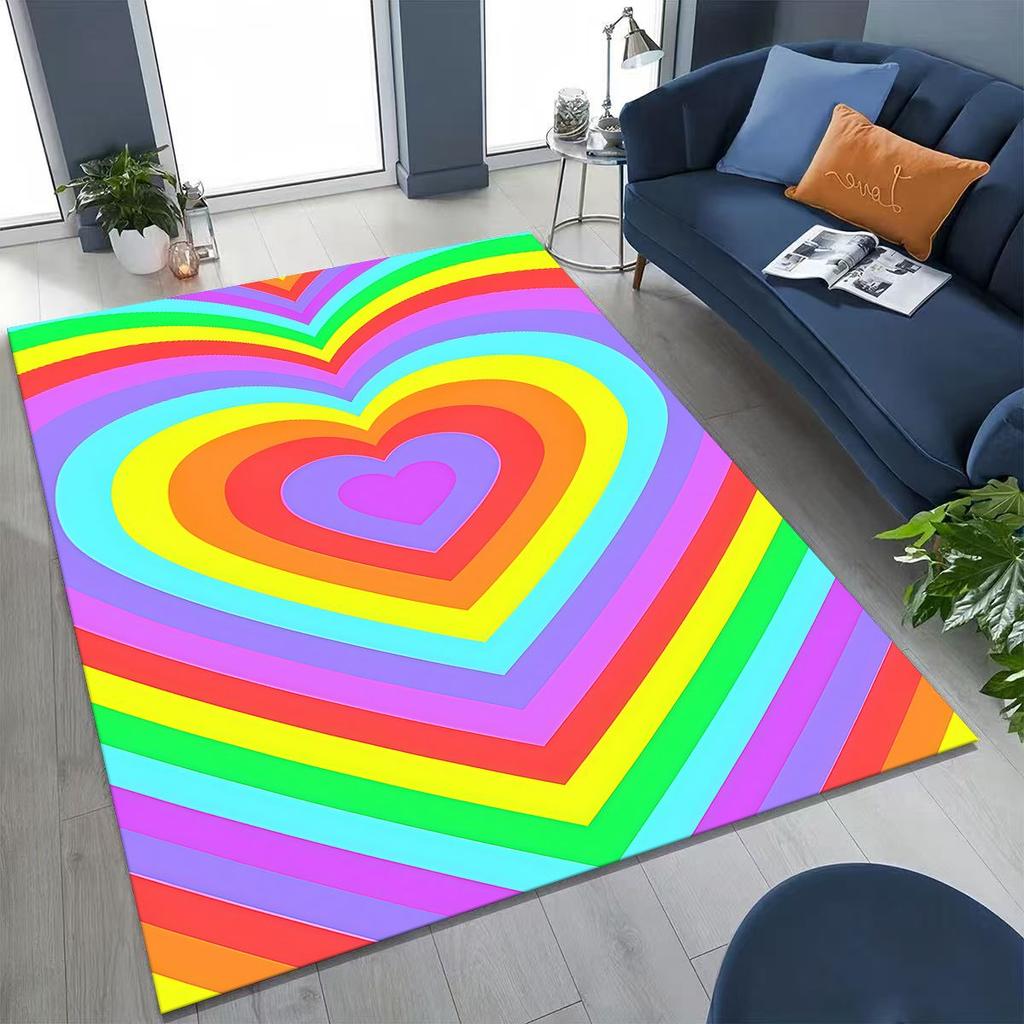 Colorful Rainbow Clouds Dream Sky Cartoon Rug for Bedroom Living Room Sofa Home Doormat Decor, Large Kid Play Non-slip Floor Mat