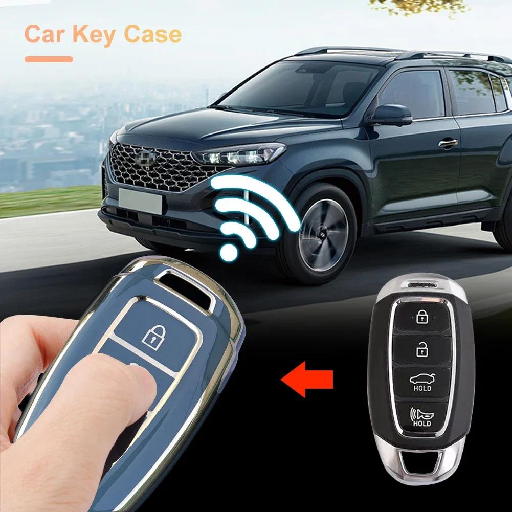 4 Buttons Car Key Case Cover Keychain for Hyundai I30 Ix35 KONA Encino Solaris Azera Grandeur Ig Accent Santa Fe Palisade
