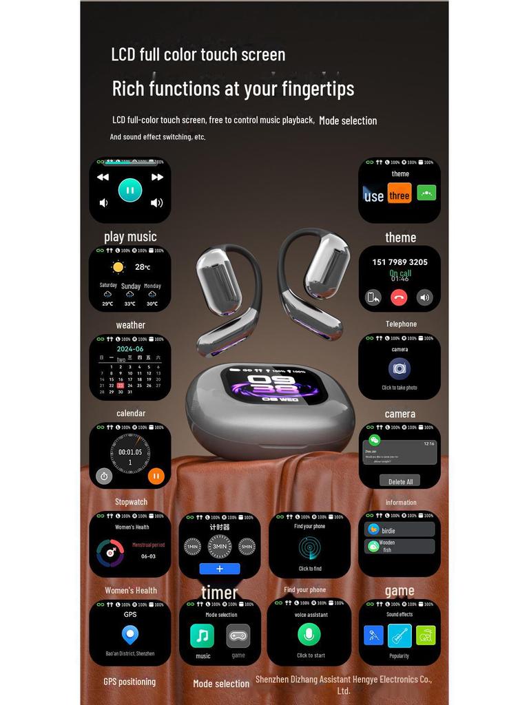 Наушники Q16Pro Bluetooth с шумоподавлением и умным сенсорным экраном