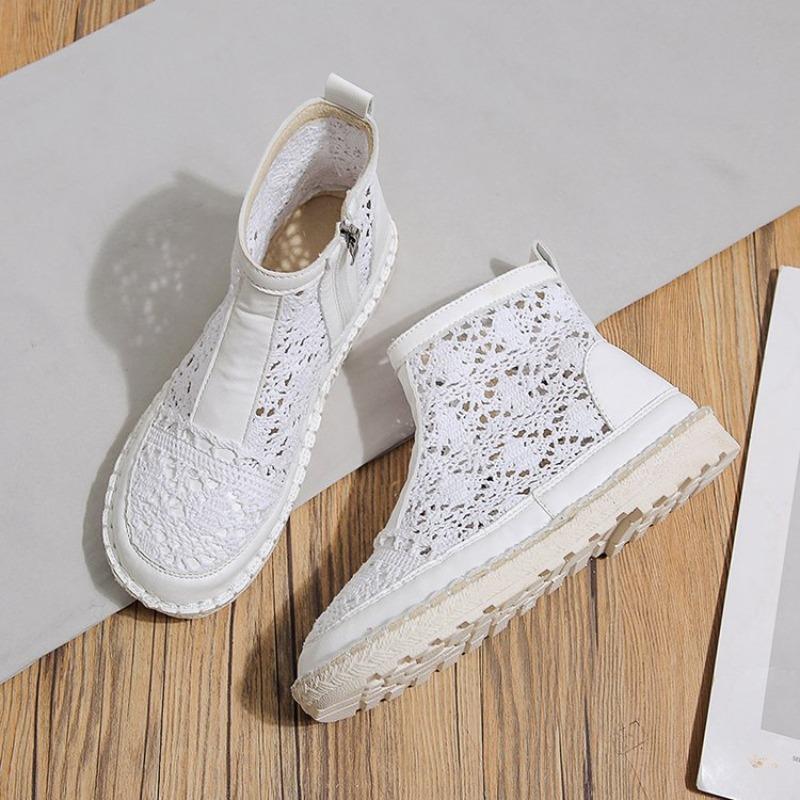 Модные Горячие Продажи 2025 Новые Женские Дышащие Сетчатые Ботинки Летняя Обувь Кружевная Прогулочная Неглубокая Новая Однотонная Нескользящая Повседневная Обувь 35-40 Обувь