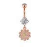 European & American Copper Zircon Floral Belly Button Ring